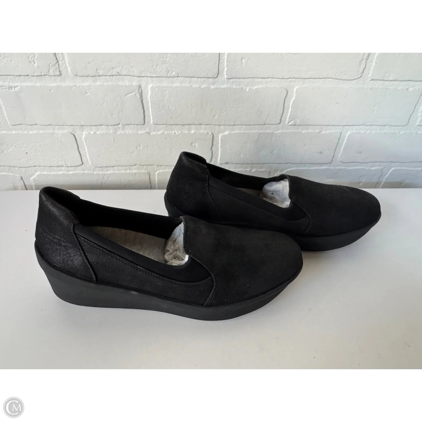 Shoes Heels Wedge By Clarks In Black, Size: 8.5