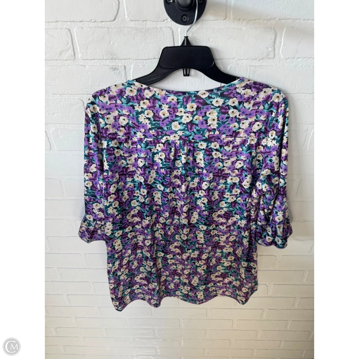 Top 3/4 Sleeve By Cme In Purple & Yellow, Size: Xl