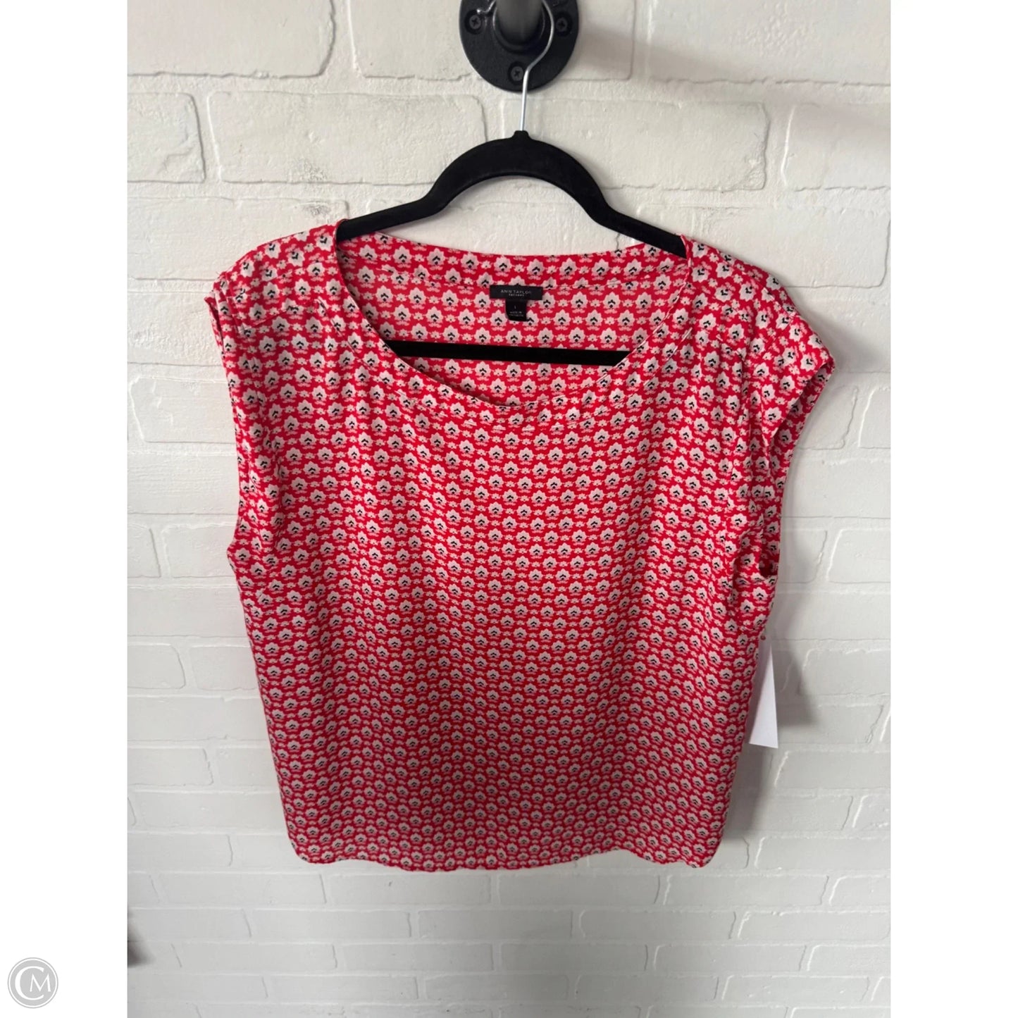 Top Sleeveless By Ann Taylor In Red & White, Size: L