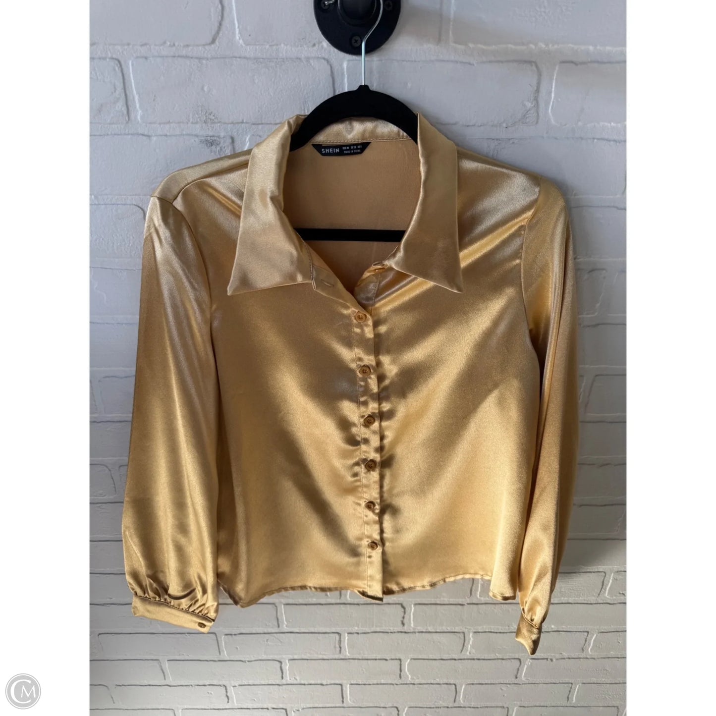 Top Long Sleeve Basic By Shein In Gold, Size: S