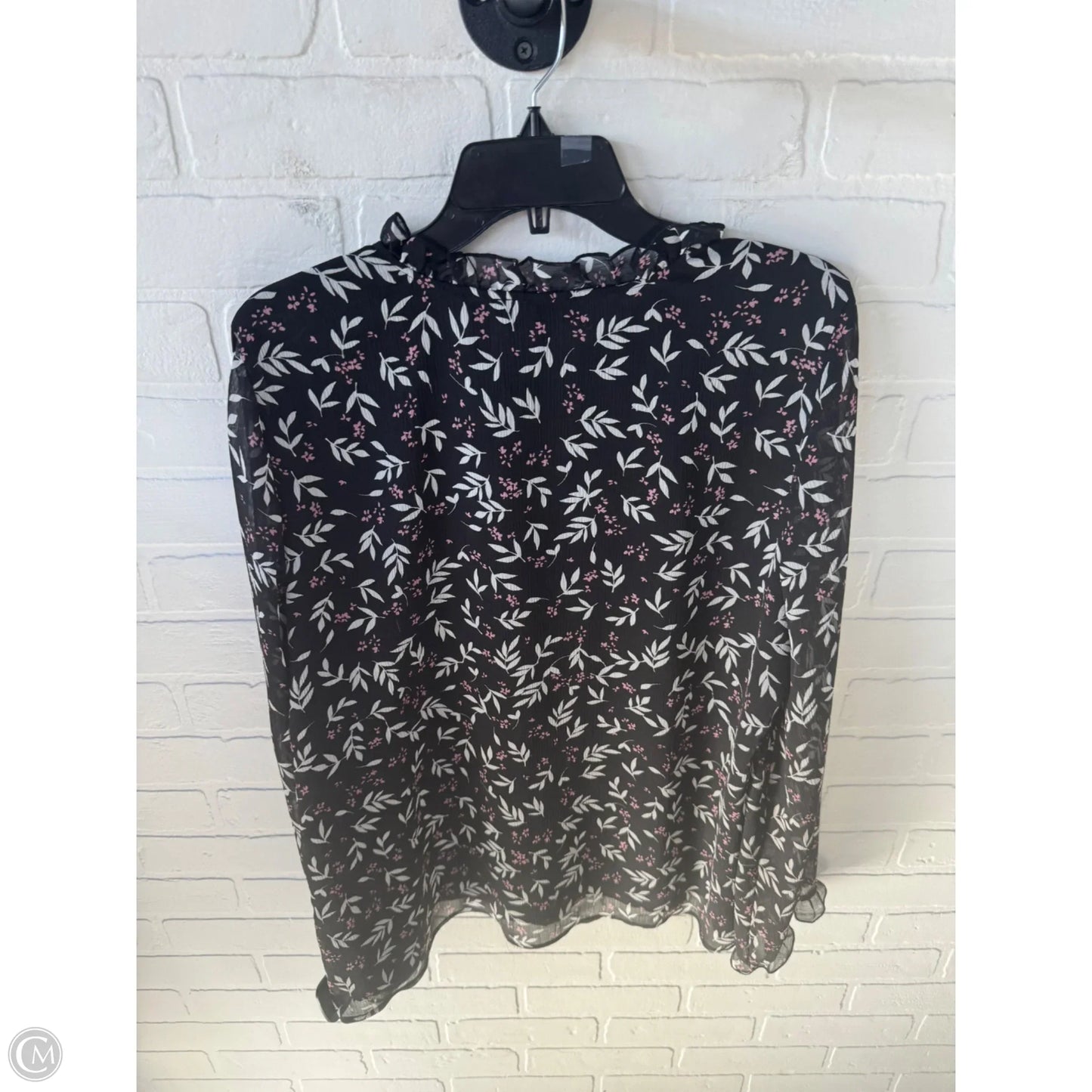 Top Long Sleeve Designer By Karl Lagerfeld In Black & Pink, Size: L