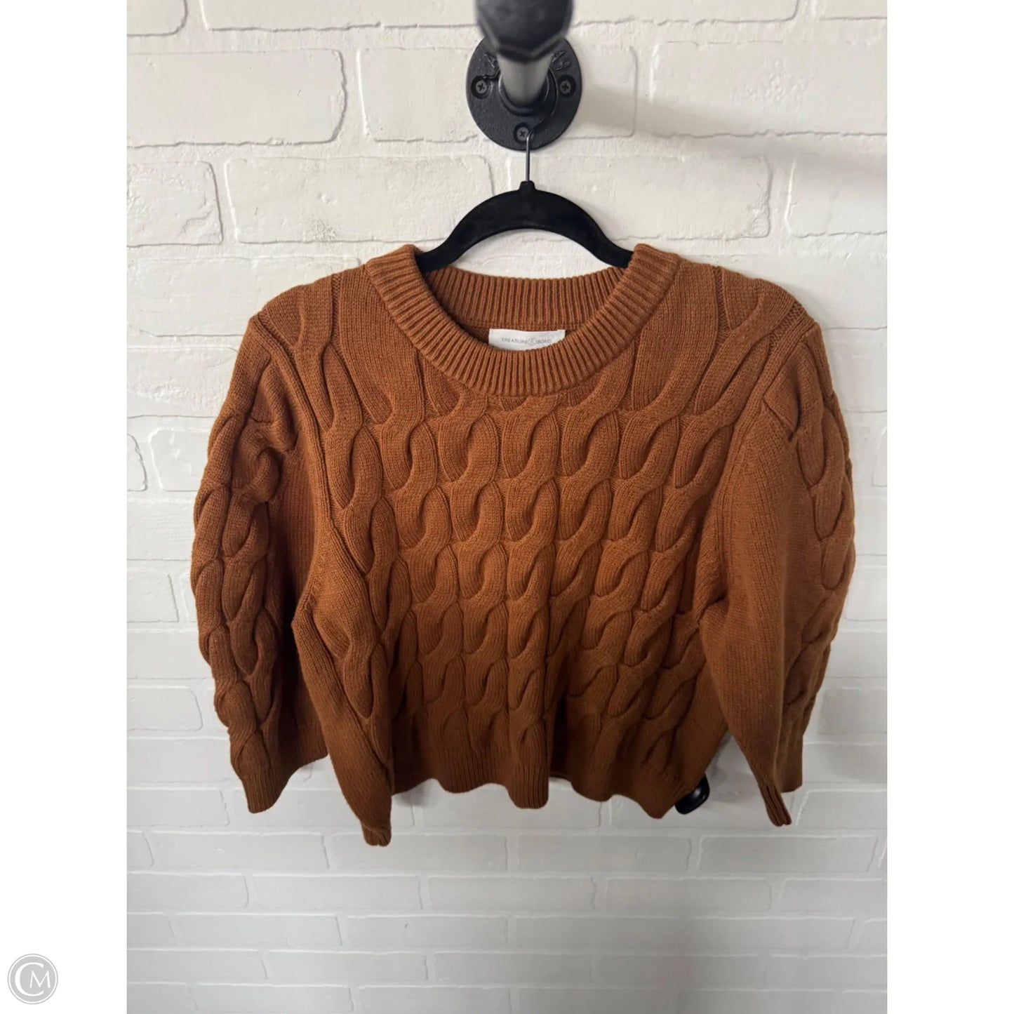 Sweater Short Sleeve By Treasure And Bond In Brown, Size: L