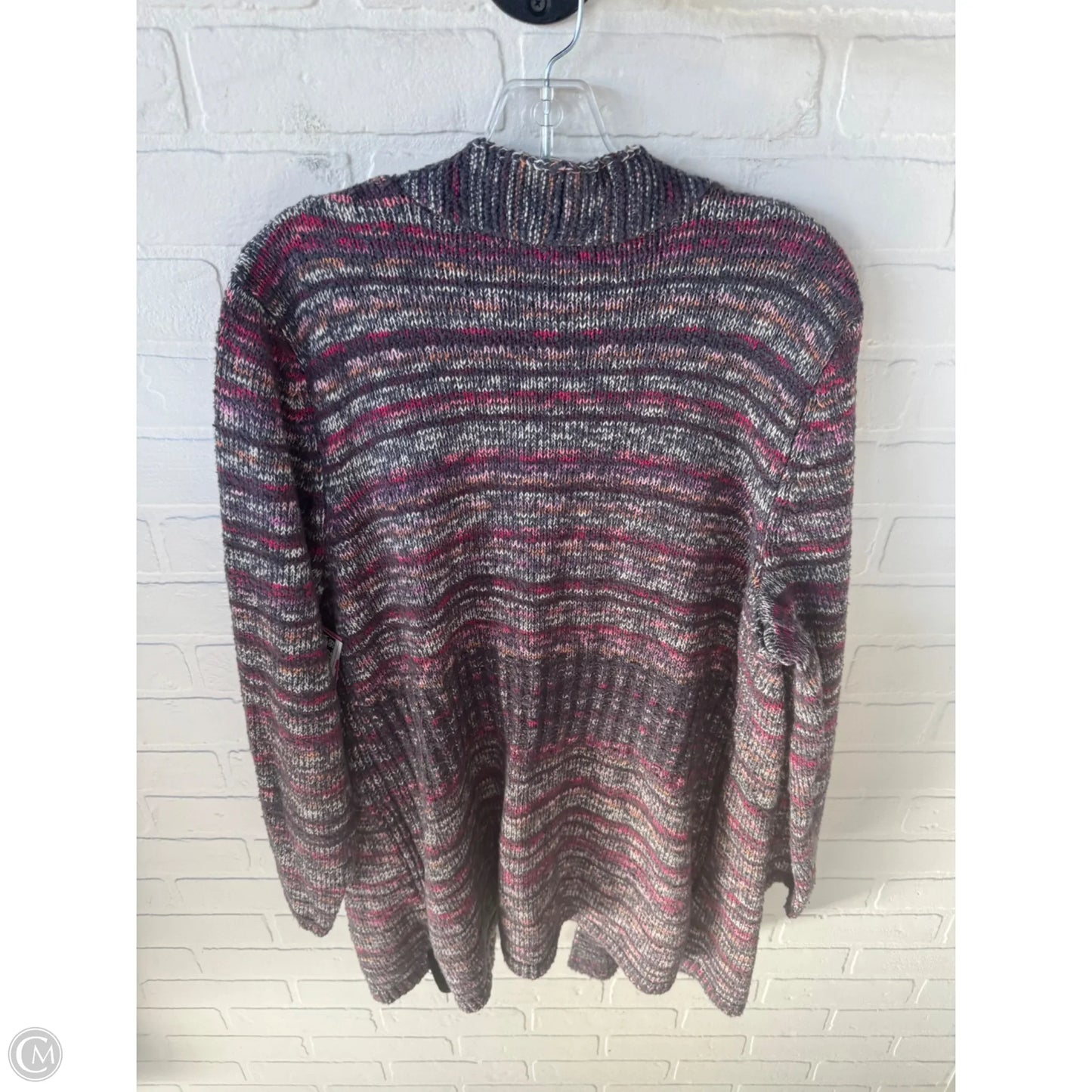 Sweater Cardigan By Nic + Zoe In Grey & Pink, Size: Xl