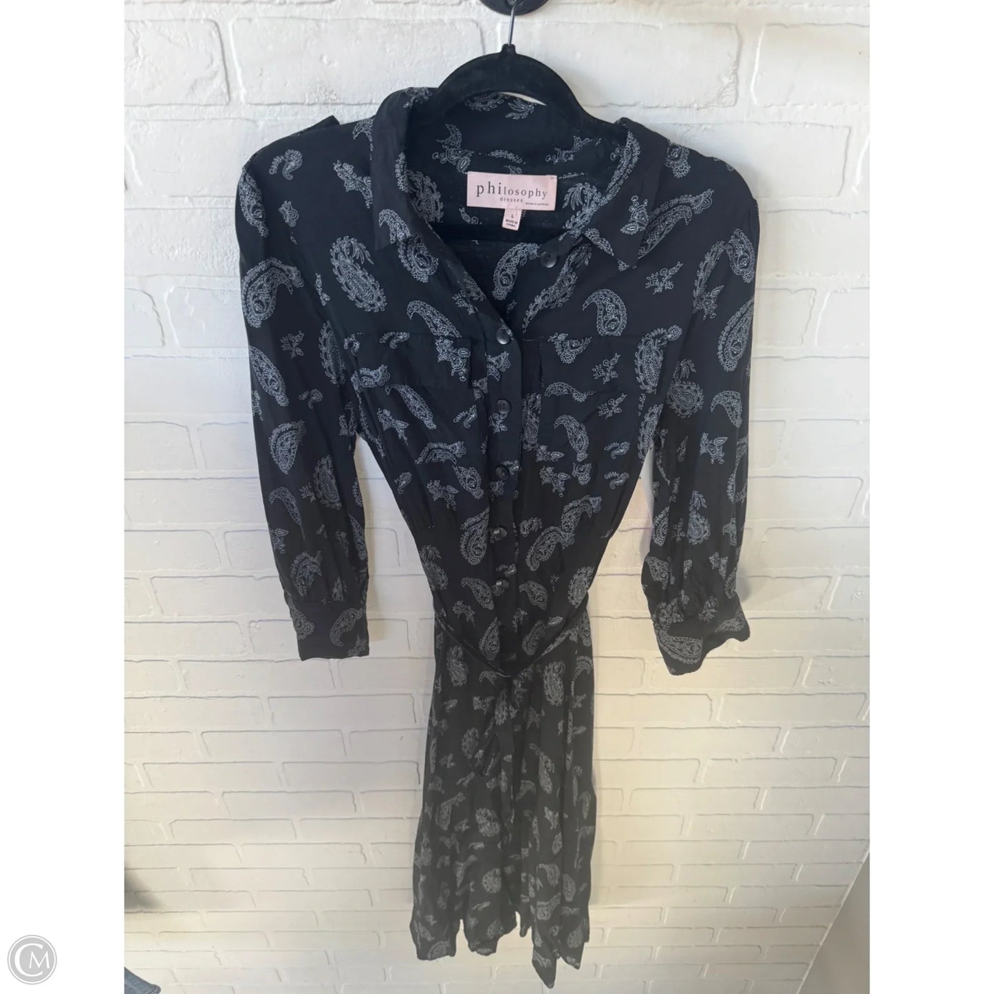 Dress Casual Maxi By Philosophy In Black & Grey, Size: L