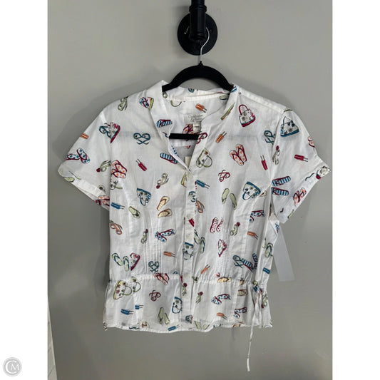 Top Short Sleeve By Christopher And Banks In Blue Red & White, Size: Mp