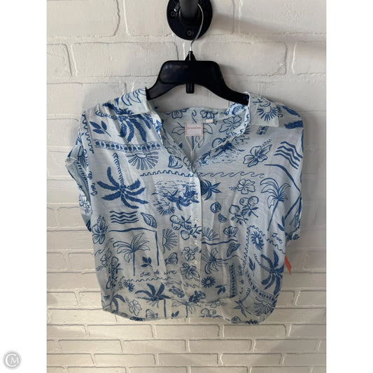 Top Short Sleeve By Zac And Rachel In Blue & White, Size: S