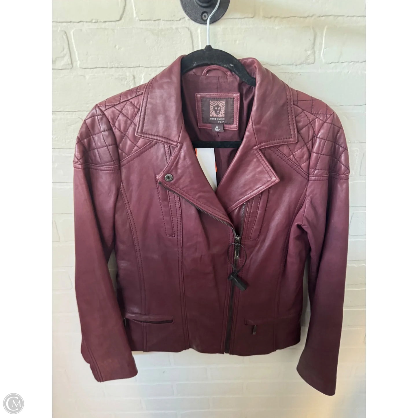 Jacket Leather By Anne Klein In Red, Size: M