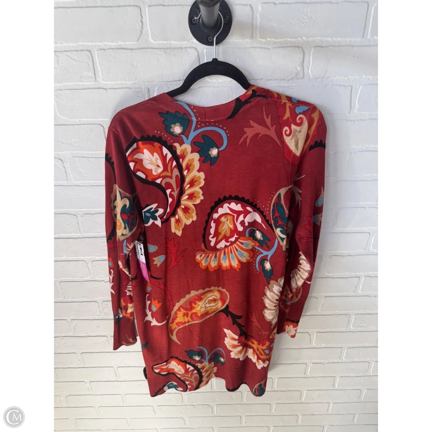 Sweater Cardigan By Chicos In Red & Yellow, Size: M