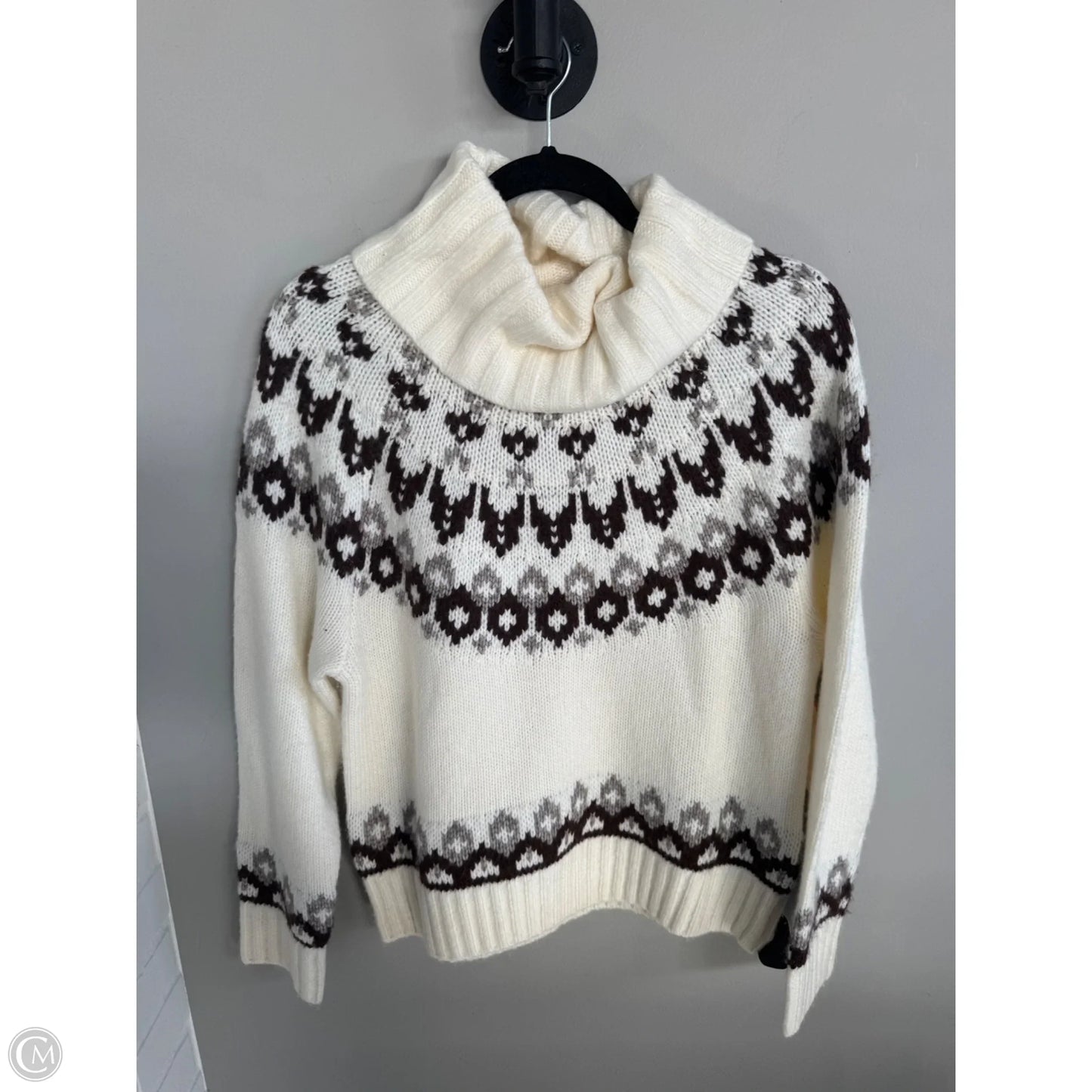 Sweater By Loft In Brown & Cream, Size: S