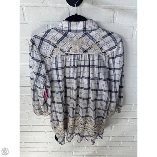 Top 3/4 Sleeve Designer By Johnny Was In Blue & Cream, Size: S