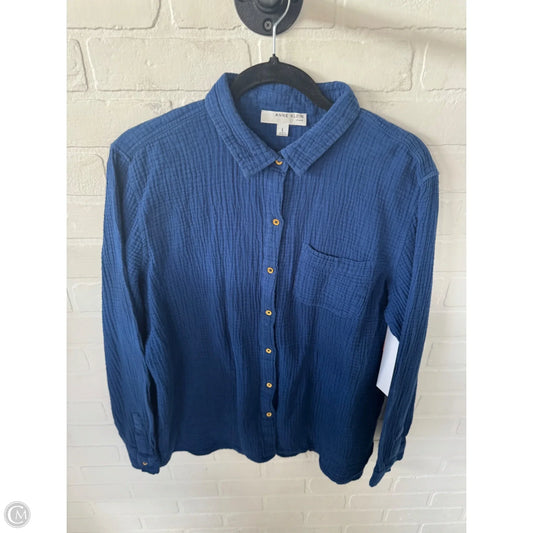 Top Long Sleeve By Anne Klein In Blue, Size: L