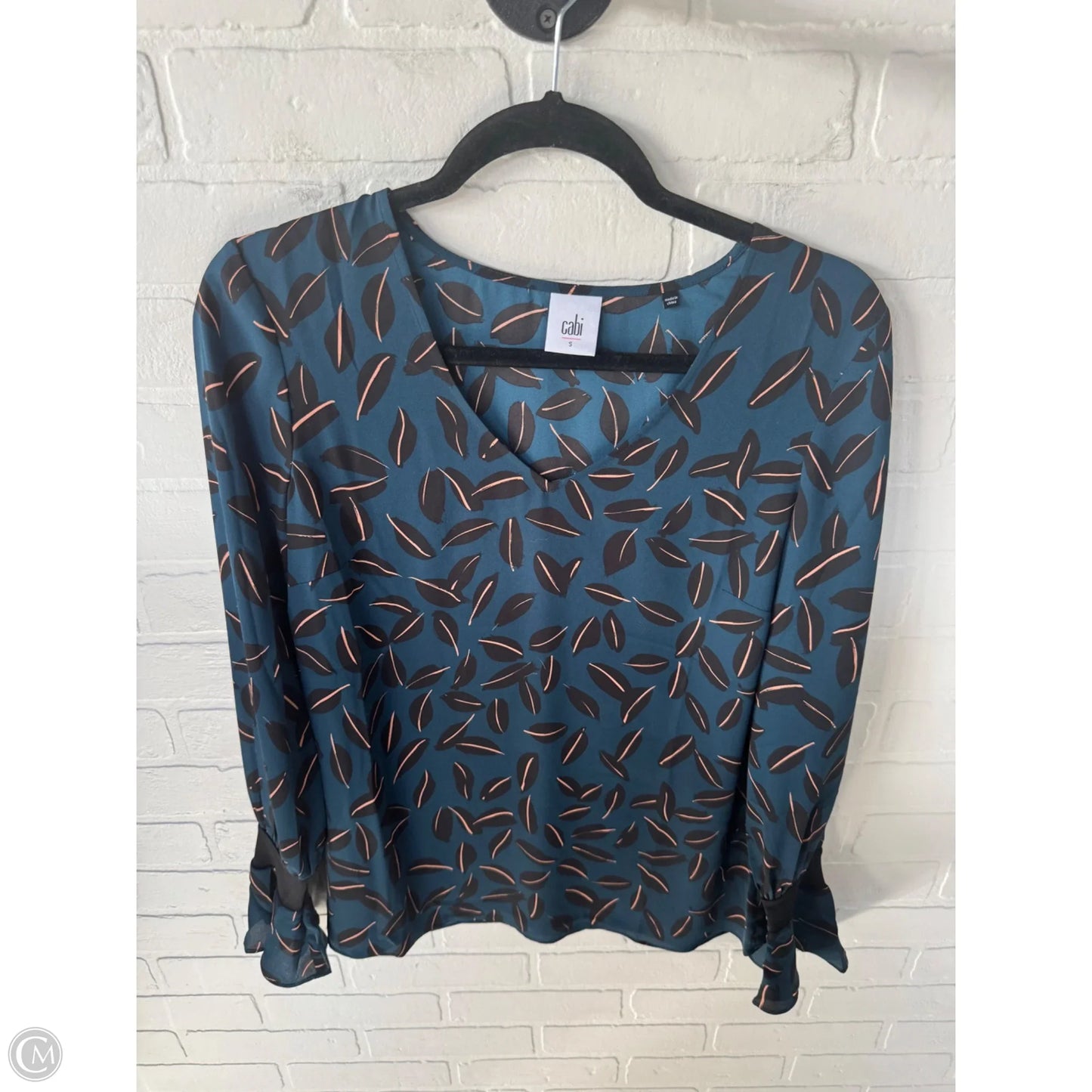 Top Long Sleeve By Cabi In Black & Blue, Size: S