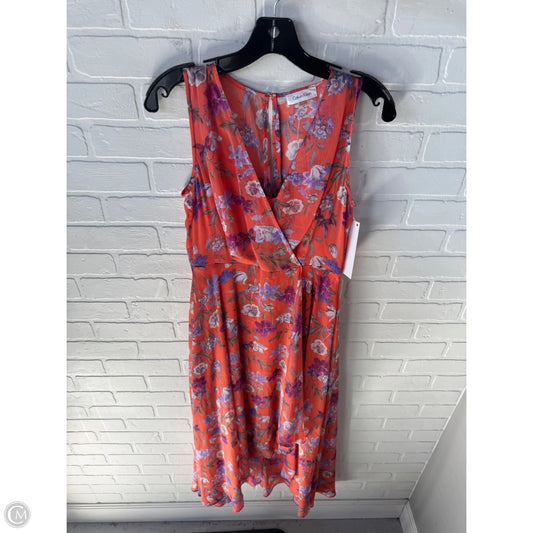 Dress Casual Midi By Calvin Klein In Orange & Purple, Size: S