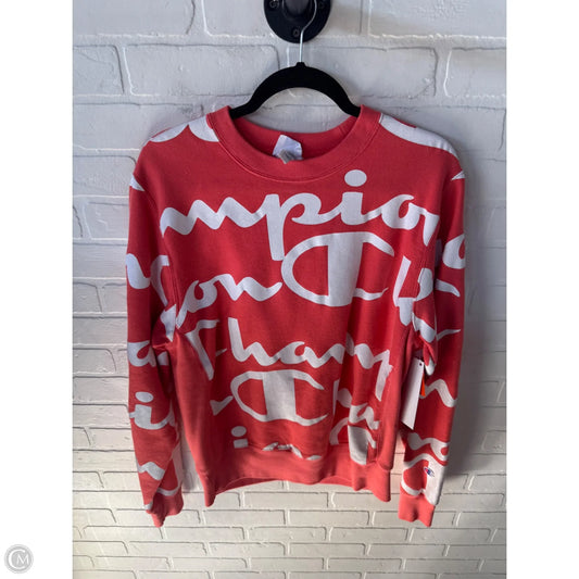 Sweatshirt Crewneck By Champion In Orange & White, Size: M