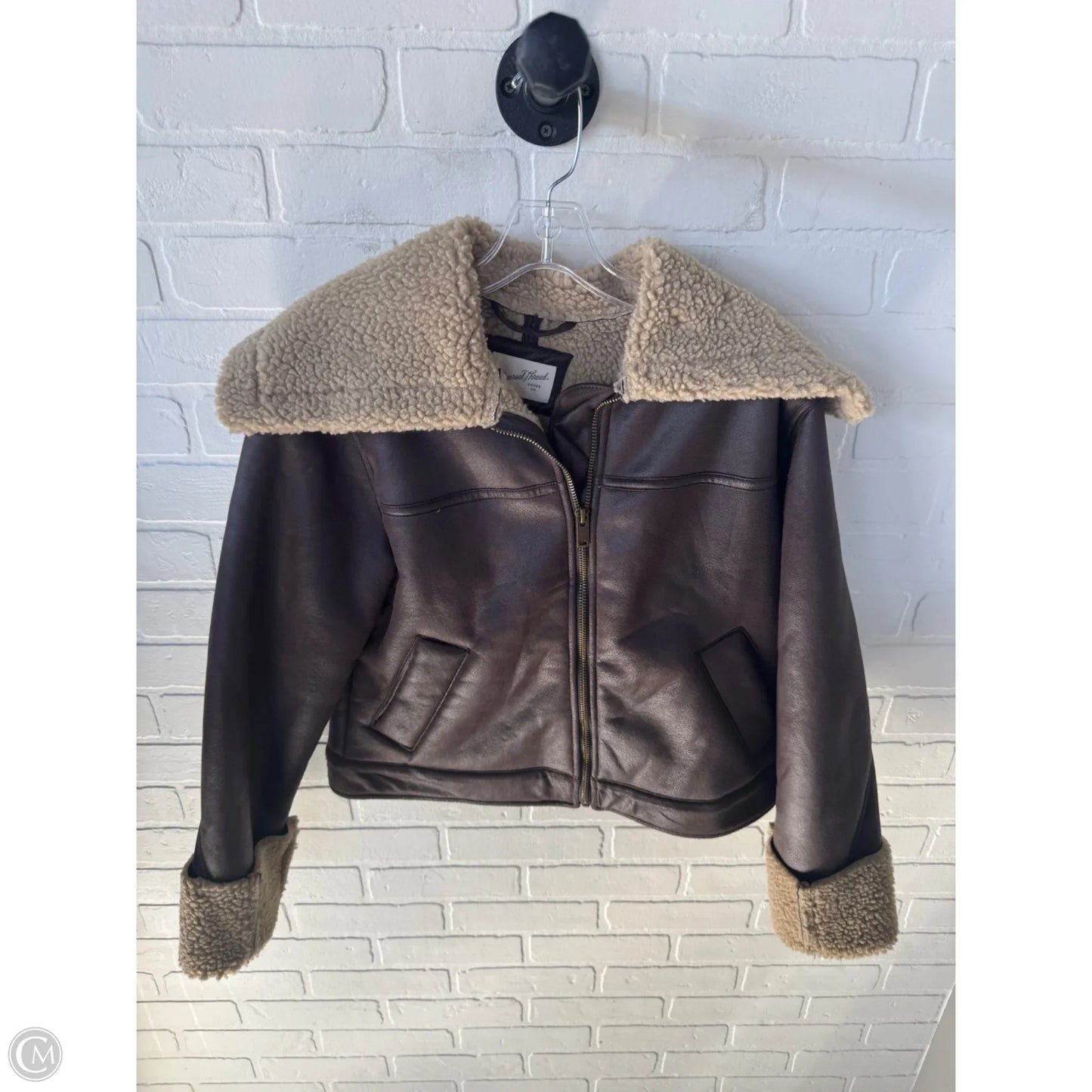 Jacket Moto By Universal Thread In Brown, Size: S