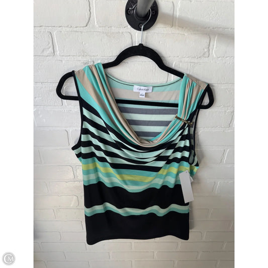Top Sleeveless By Calvin Klein In Black & Blue, Size: L