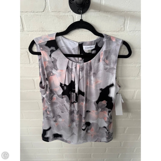 Top Sleeveless By Calvin Klein In Grey & Pink, Size: L