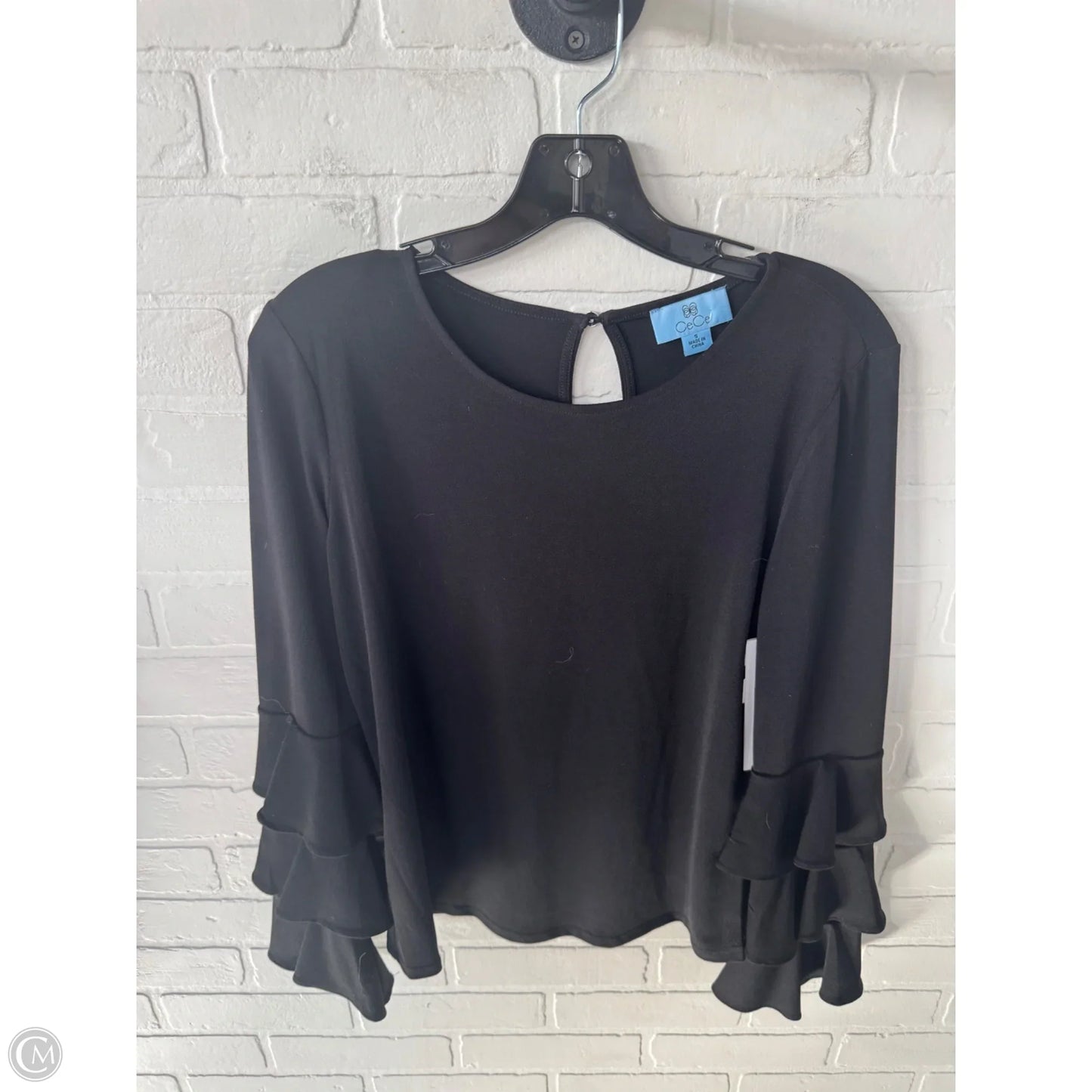 Top Long Sleeve By Cece In Black, Size: S