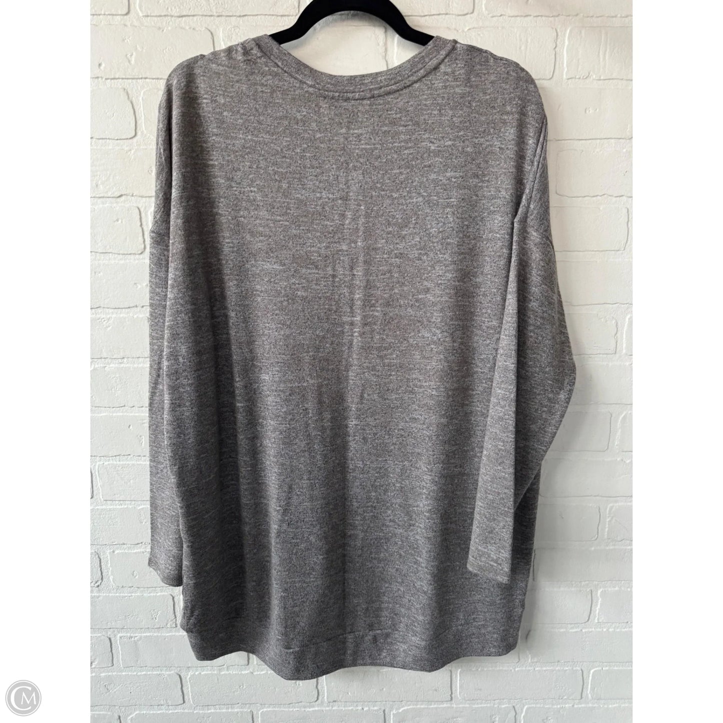 Top Long Sleeve By Joan Vass In Grey & Tan, Size: L