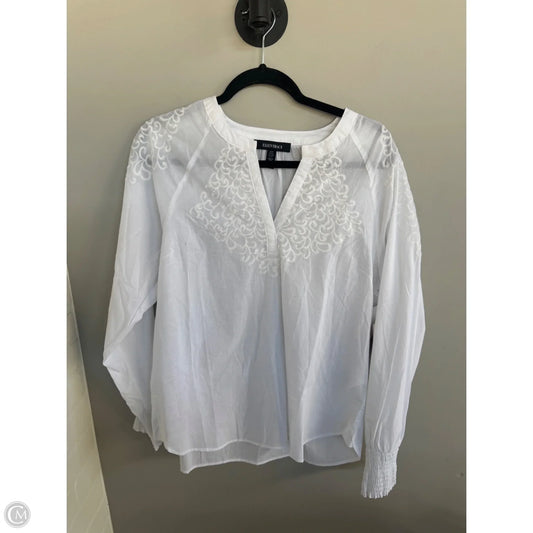 Top Long Sleeve By Ellen Tracy In White, Size: M