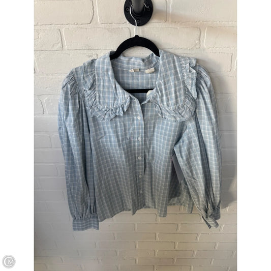 Top Long Sleeve By Levis In Blue & White, Size: L