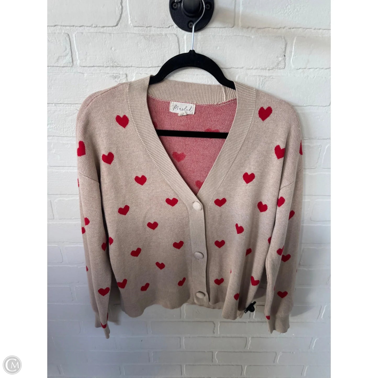 Sweater Cardigan By Marled In Red & Tan, Size: S