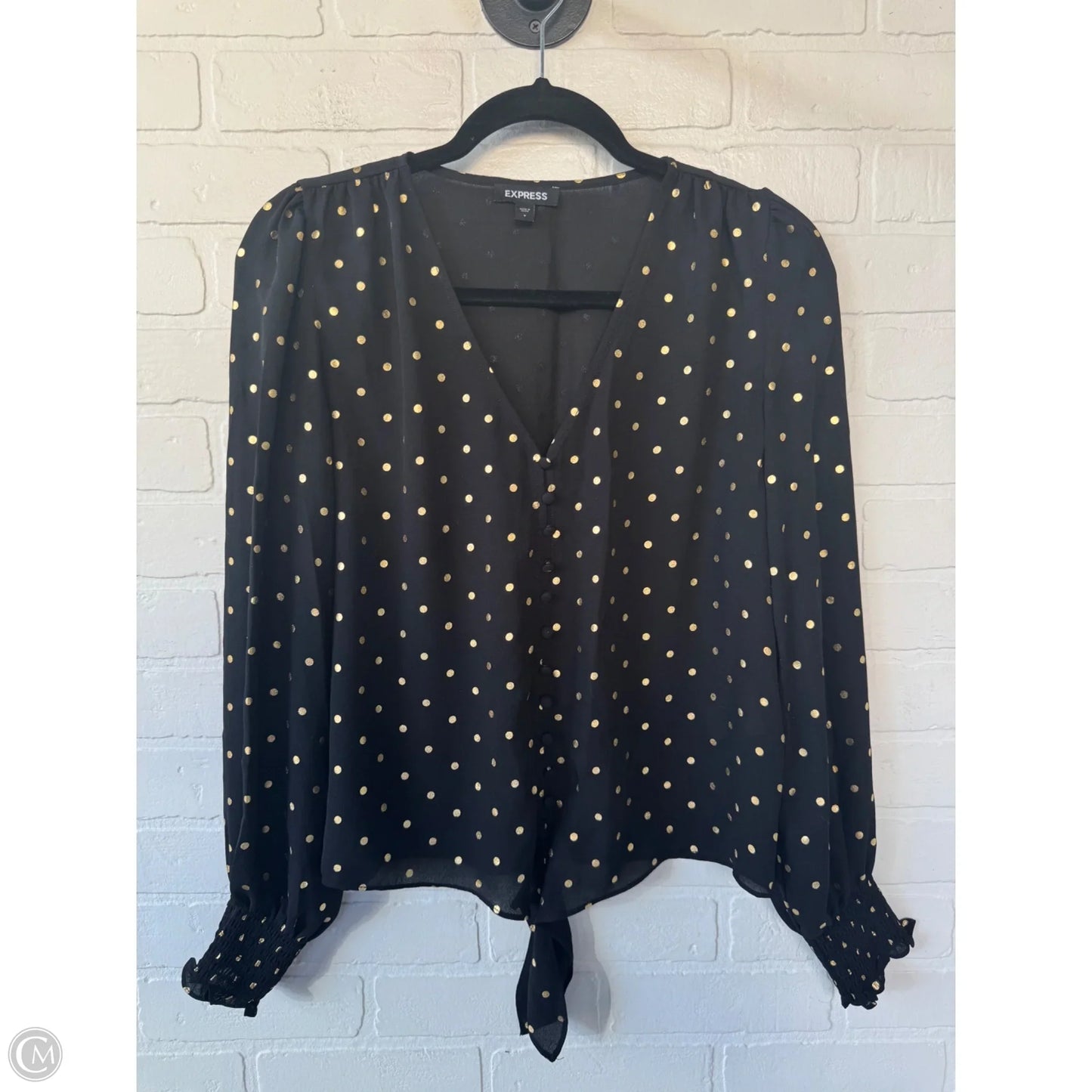 Top Long Sleeve By Express In Black & Gold, Size: S