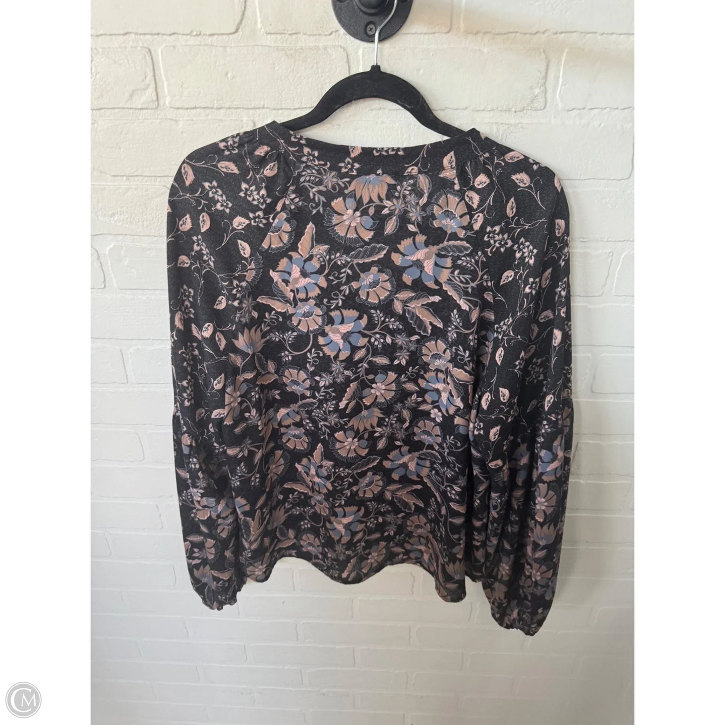 Top Long Sleeve By Evereve In Black & Blue, Size: L
