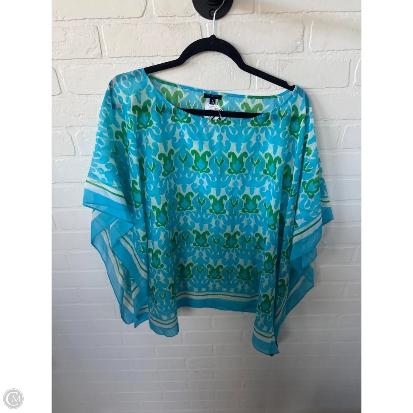 Poncho By Talbots In Blue & Green, Size: L