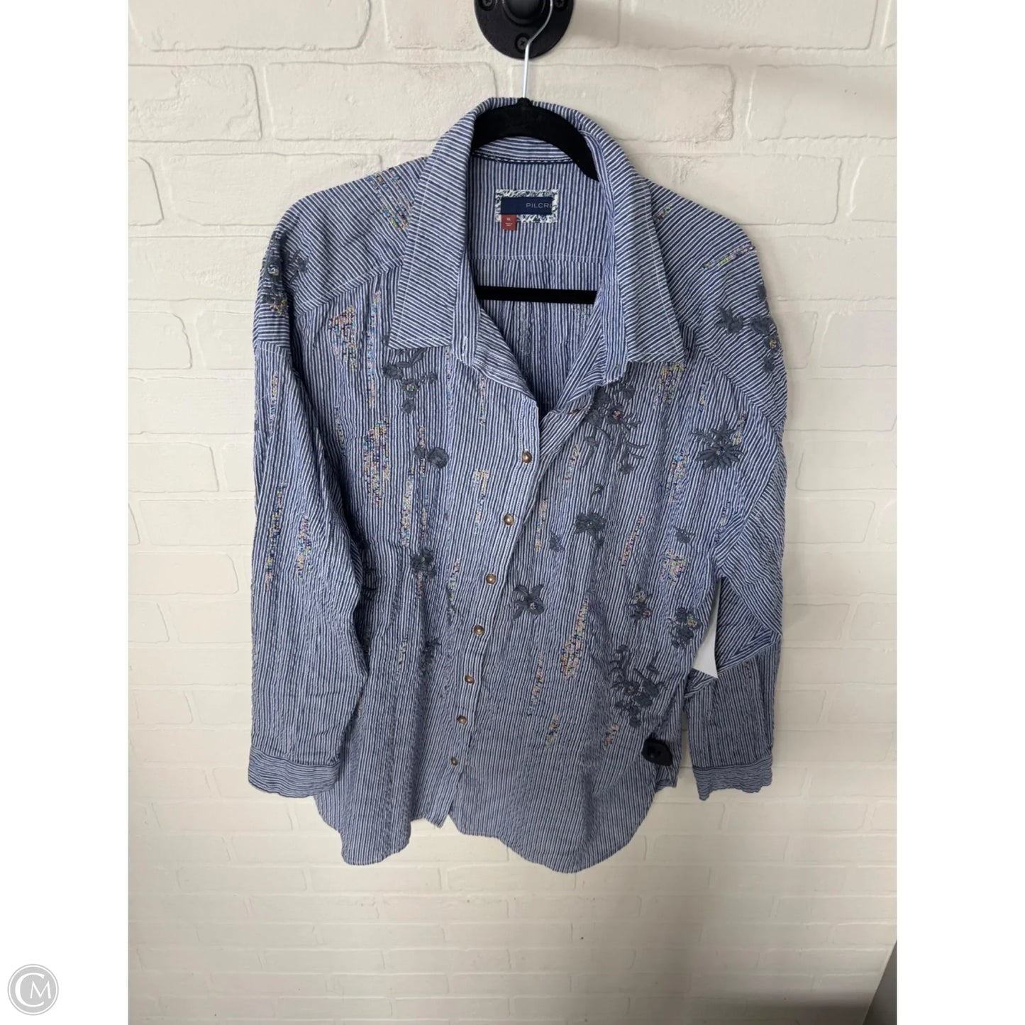 Top Long Sleeve By Pilcro In Blue, Size: Xl