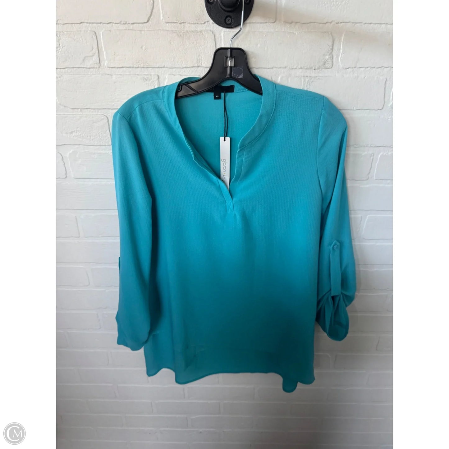 Top Long Sleeve By Gibson In Blue, Size: Xs