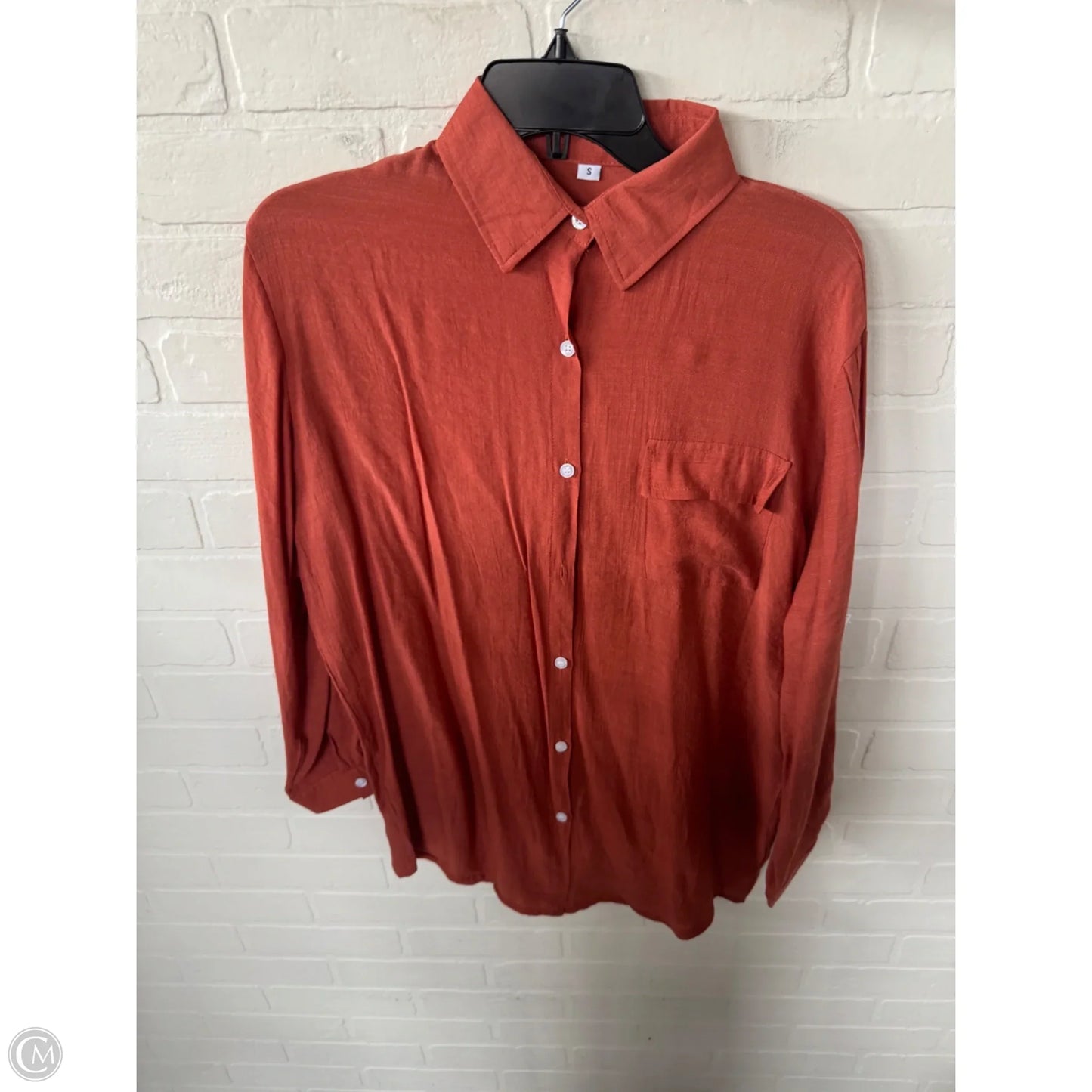 Top Long Sleeve By Cme In Orange, Size: S