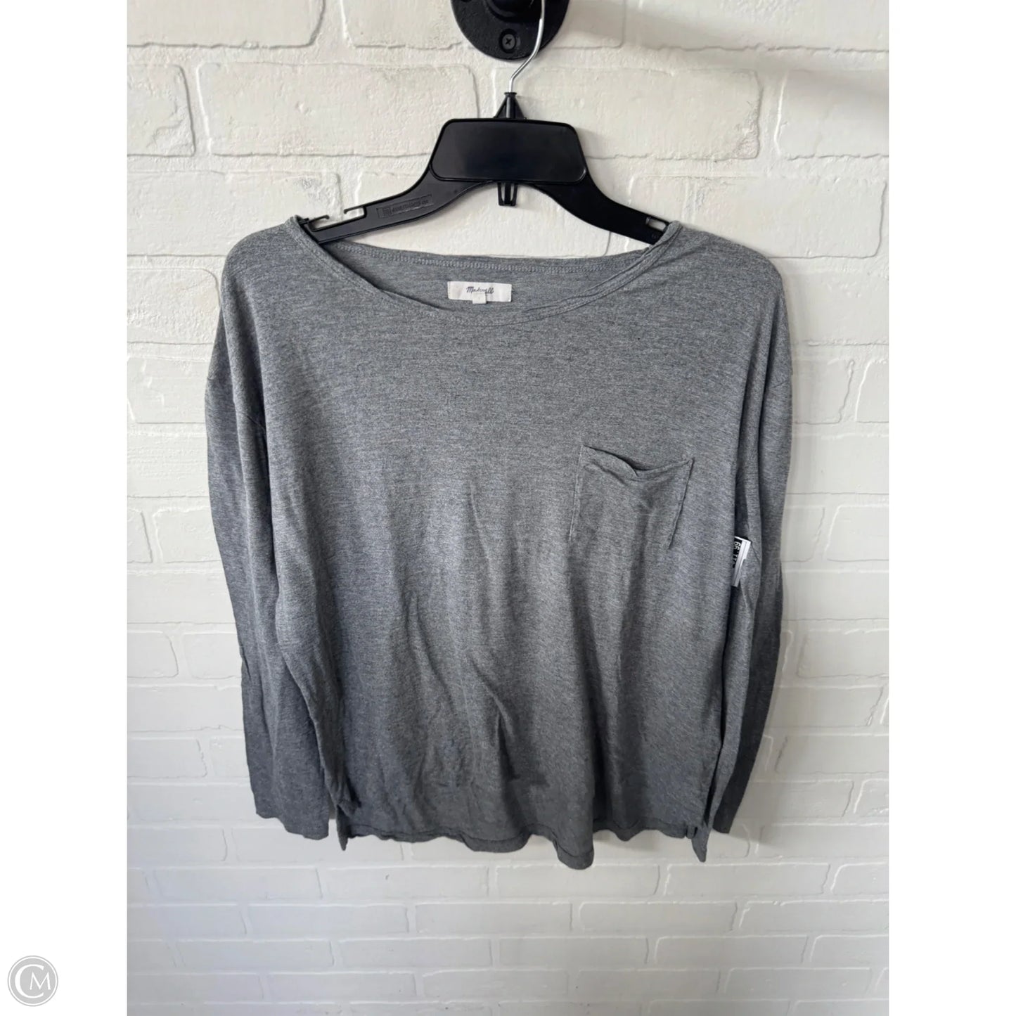 Top Long Sleeve Basic By Madewell In Grey, Size: L