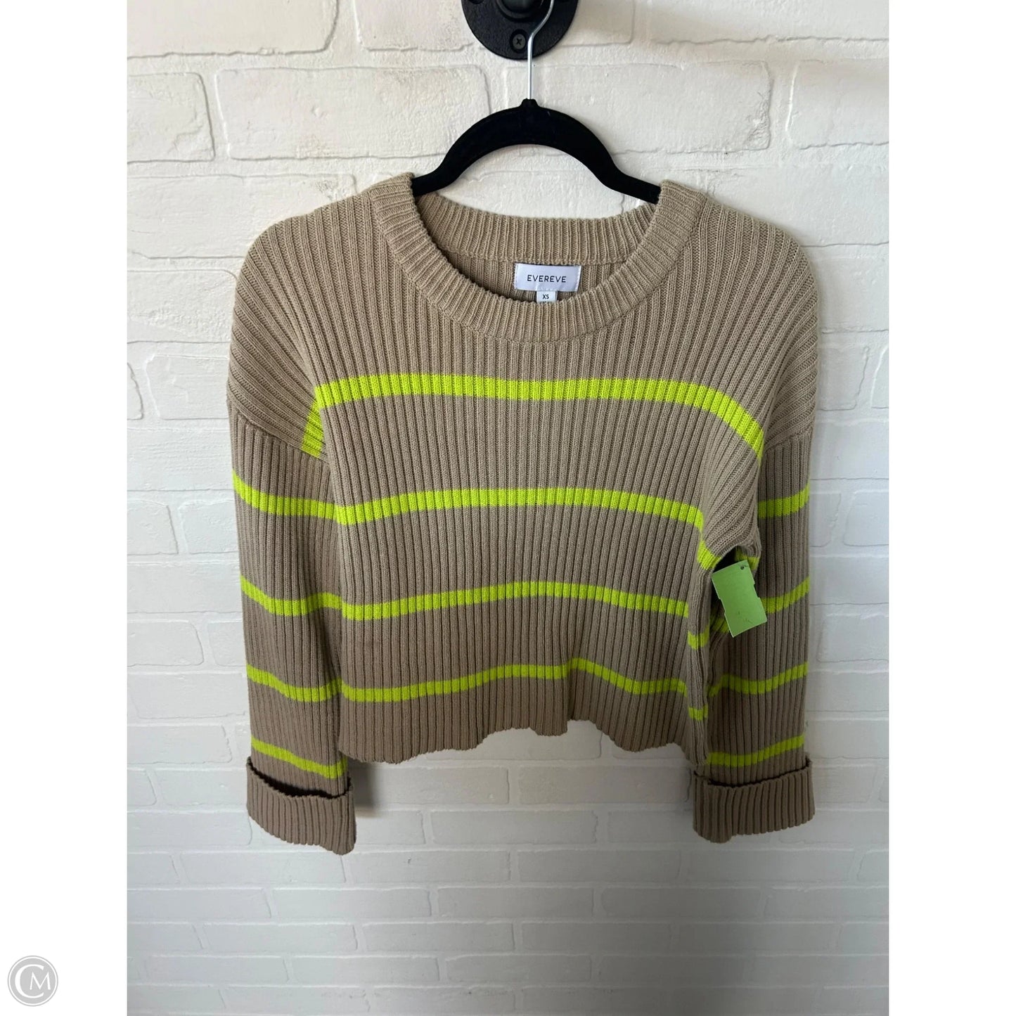 Sweater By Evereve In Green & Tan, Size: S