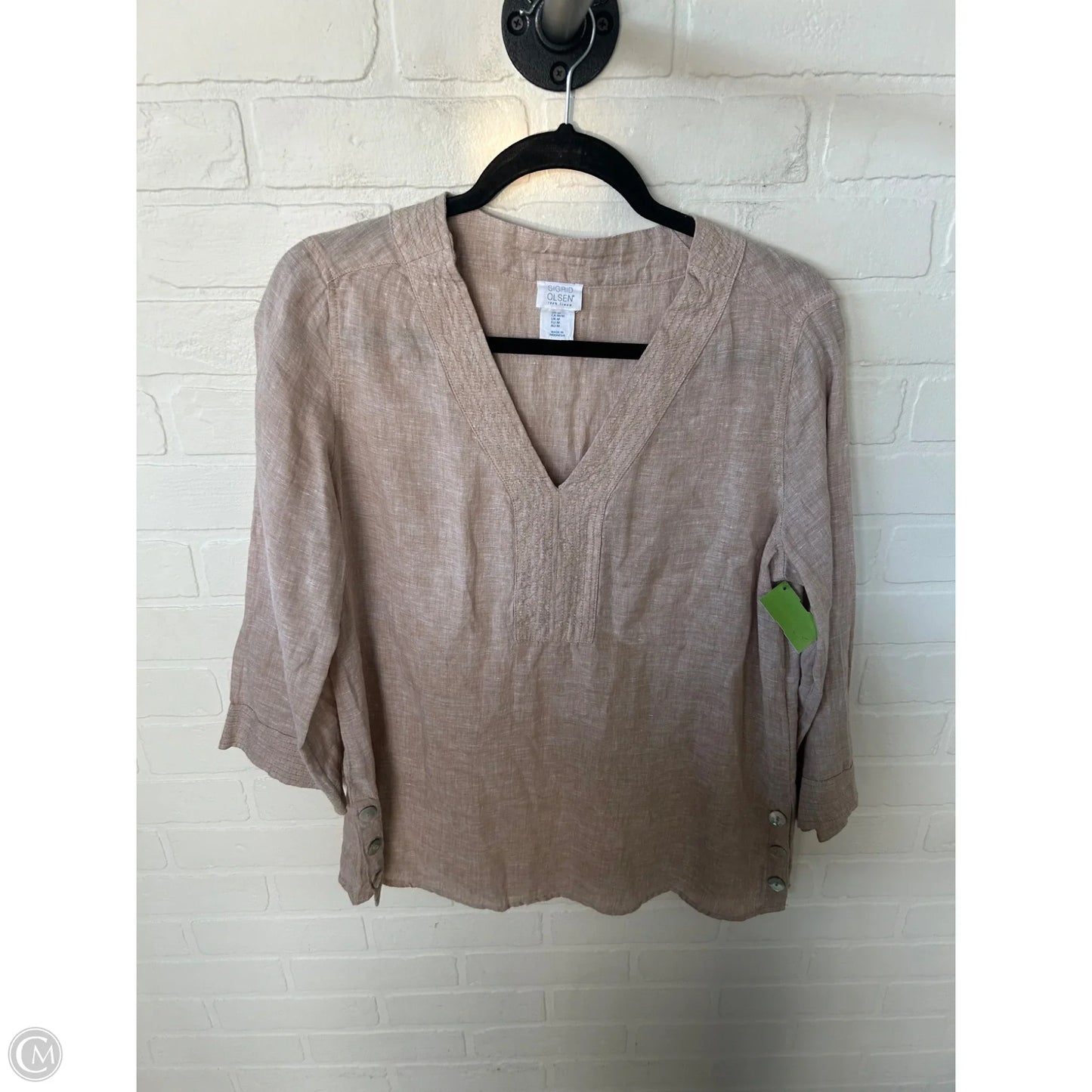 Top 3/4 Sleeve By Sigrid Olsen In Tan, Size: M