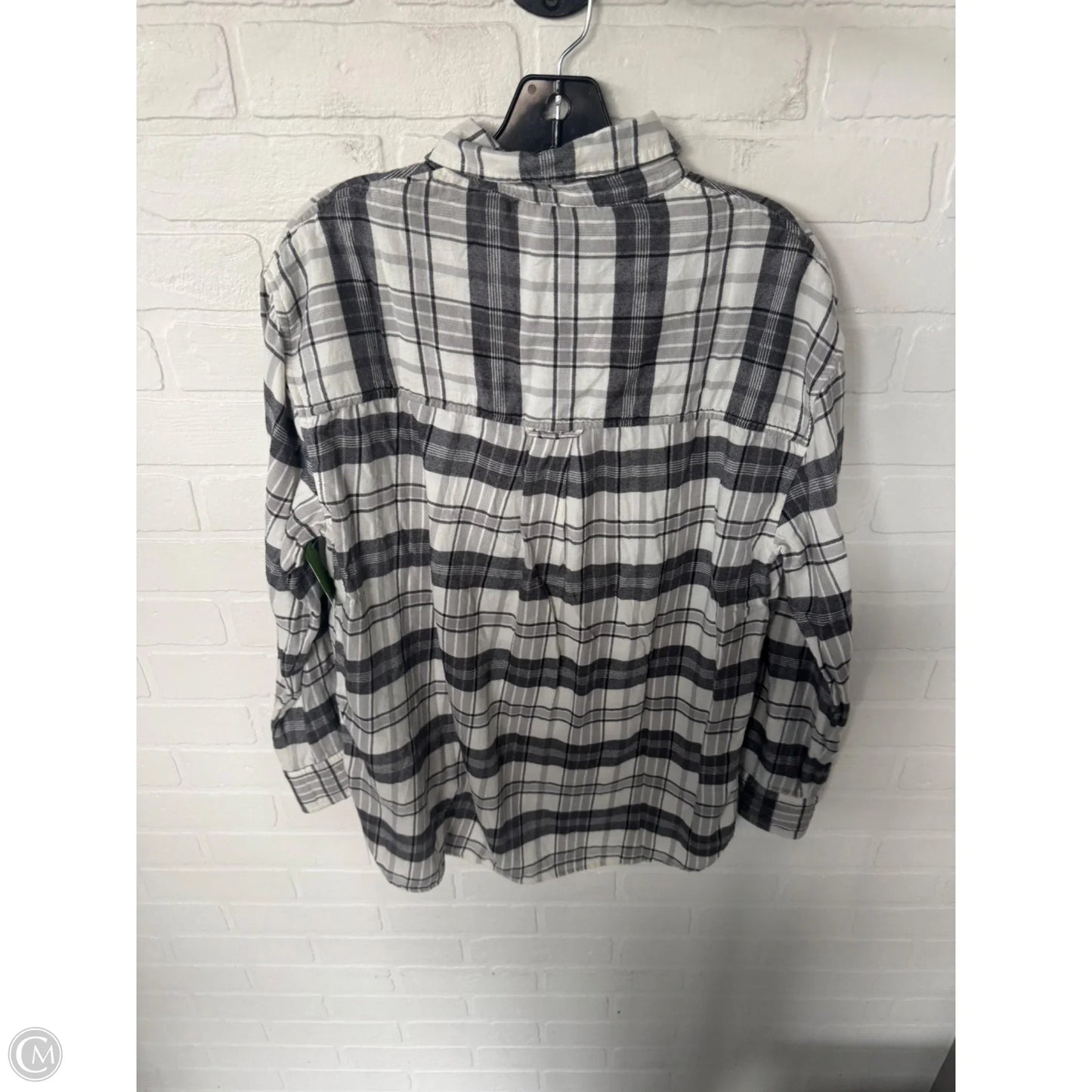 Top Long Sleeve By American Eagle In Grey & White, Size: S