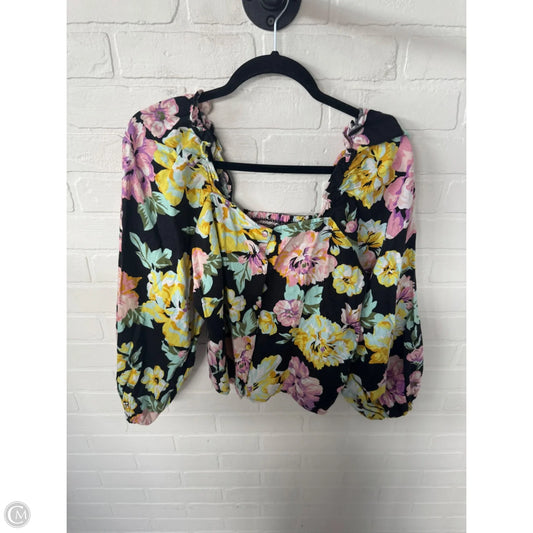 Top 3/4 Sleeve By Who What Wear In Black & Pink, Size: L