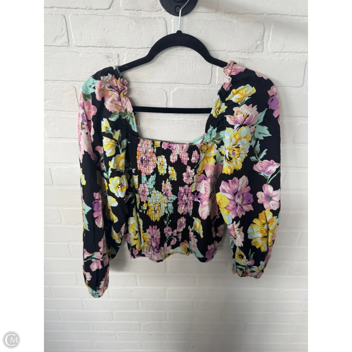 Top 3/4 Sleeve By Who What Wear In Black & Pink, Size: L