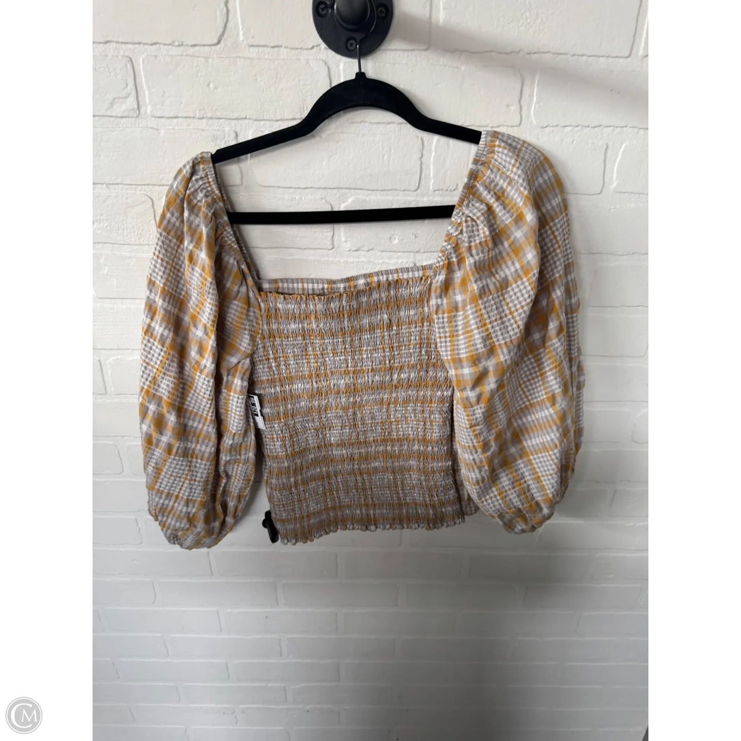 Top 3/4 Sleeve By Maeve In Grey & Yellow, Size: M