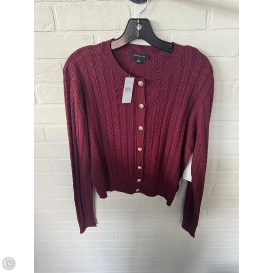 Sweater Cardigan By Ann Taylor In Red, Size: M