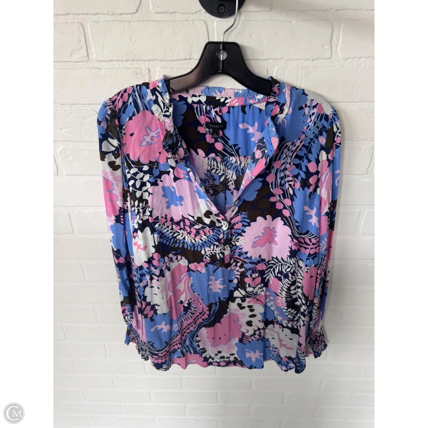 Top Long Sleeve By Talbots In Blue & Pink, Size: L