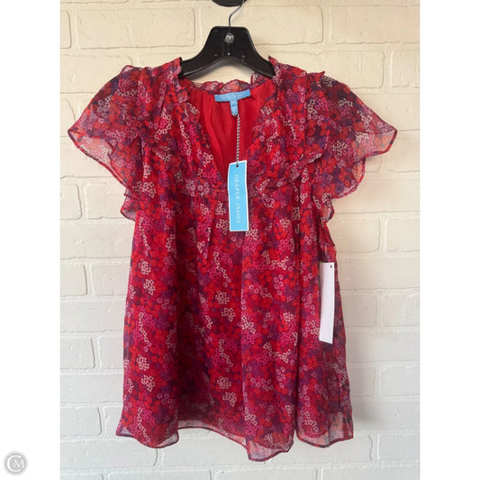 Top Short Sleeve By Draper James In Purple & Red, Size: M