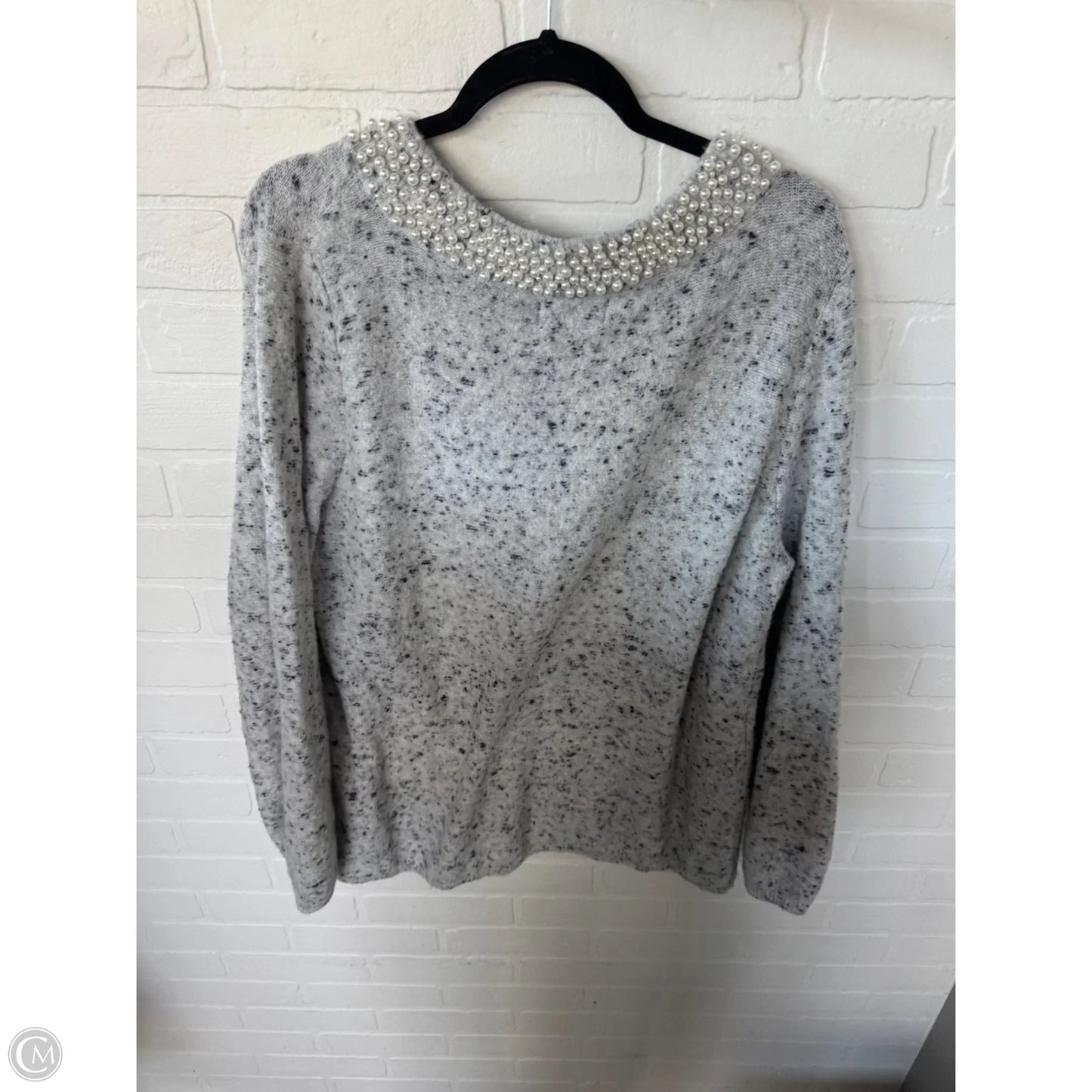 Sweater Designer By Karl Lagerfeld In Grey & White, Size: Xl