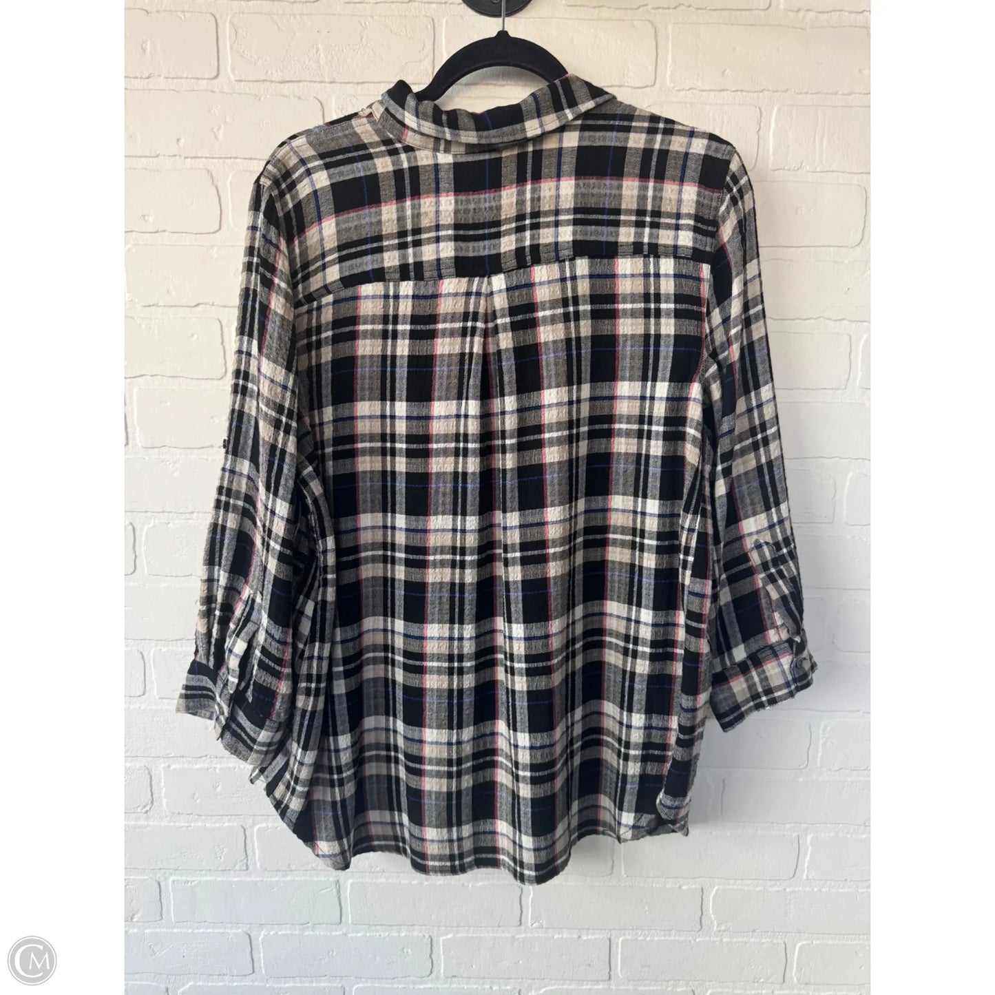 Top 3/4 Sleeve By Intro In Black & Tan, Size: L