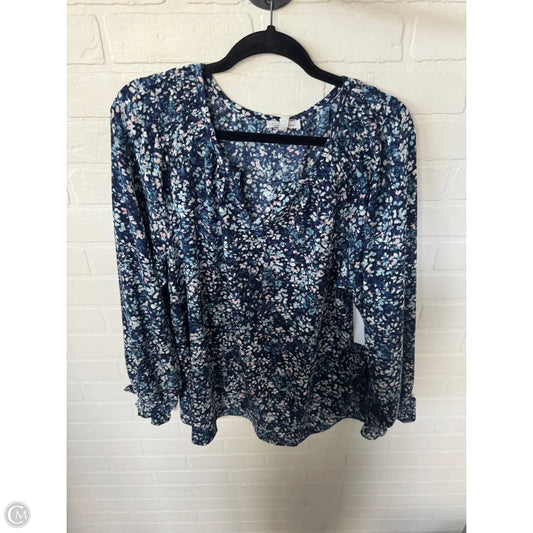 Top Long Sleeve By Jessica Simpson In Blue & White, Size: Xxl