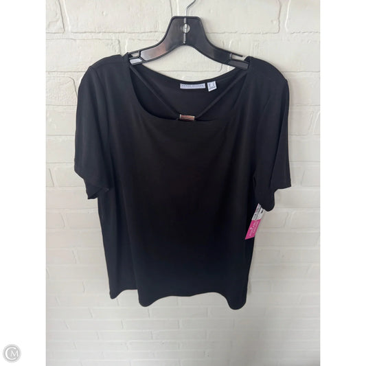 Top Short Sleeve By Susan Graver In Black & Silver, Size: L