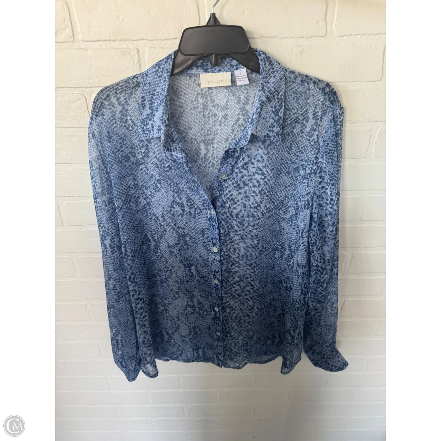 Top Long Sleeve By Chicos In Blue, Size: L