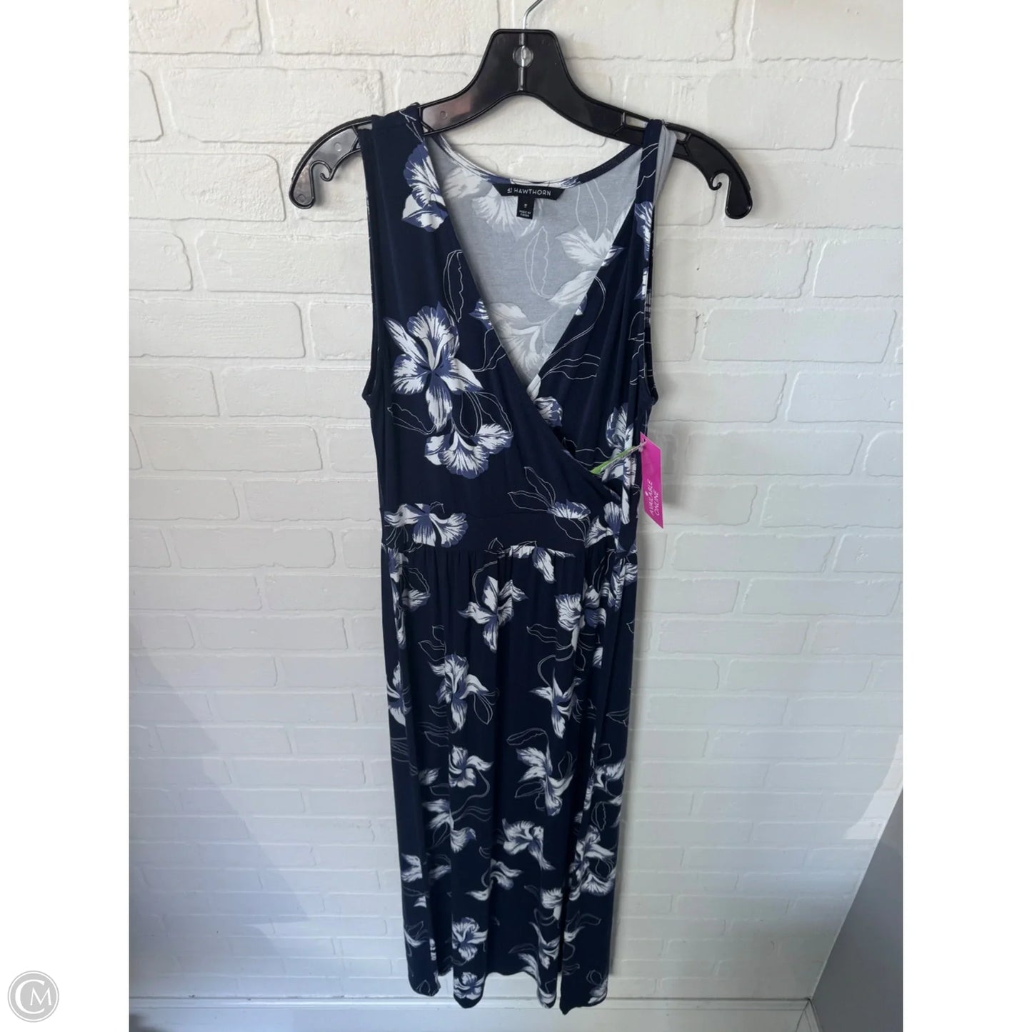 Dress Casual Midi By 41 Hawthorn In Blue & White, Size: M