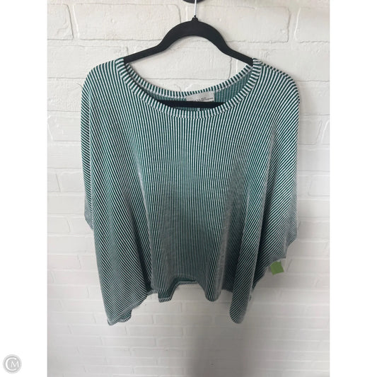 Top Short Sleeve By Zenana In Green & White, Size: 2x