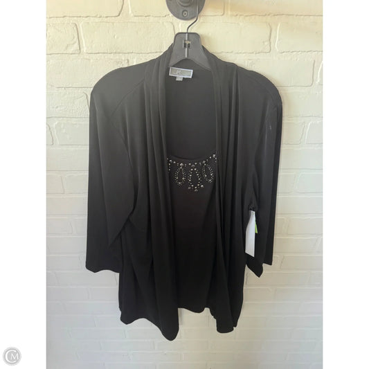 Top Long Sleeve By Jm Collections In Black & Silver, Size: Xl